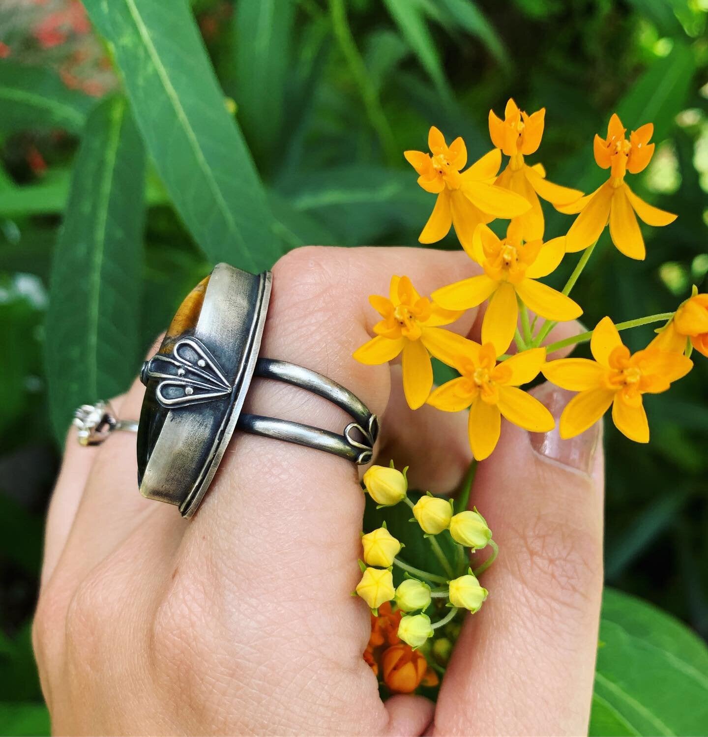 Tigers Eye Petal Ring