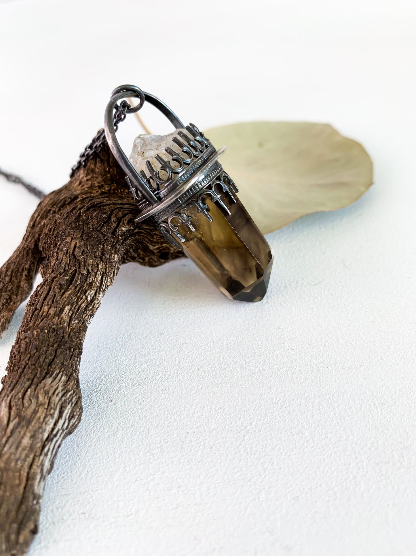 Smokey Quartz & Raw Moonstone Necklace
