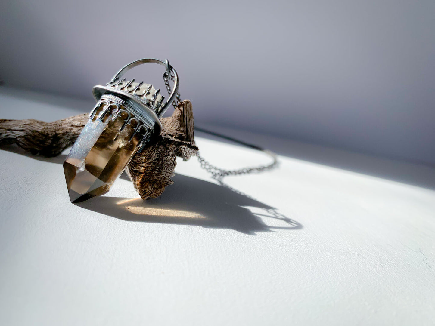 Smokey Quartz & Raw Moonstone Necklace