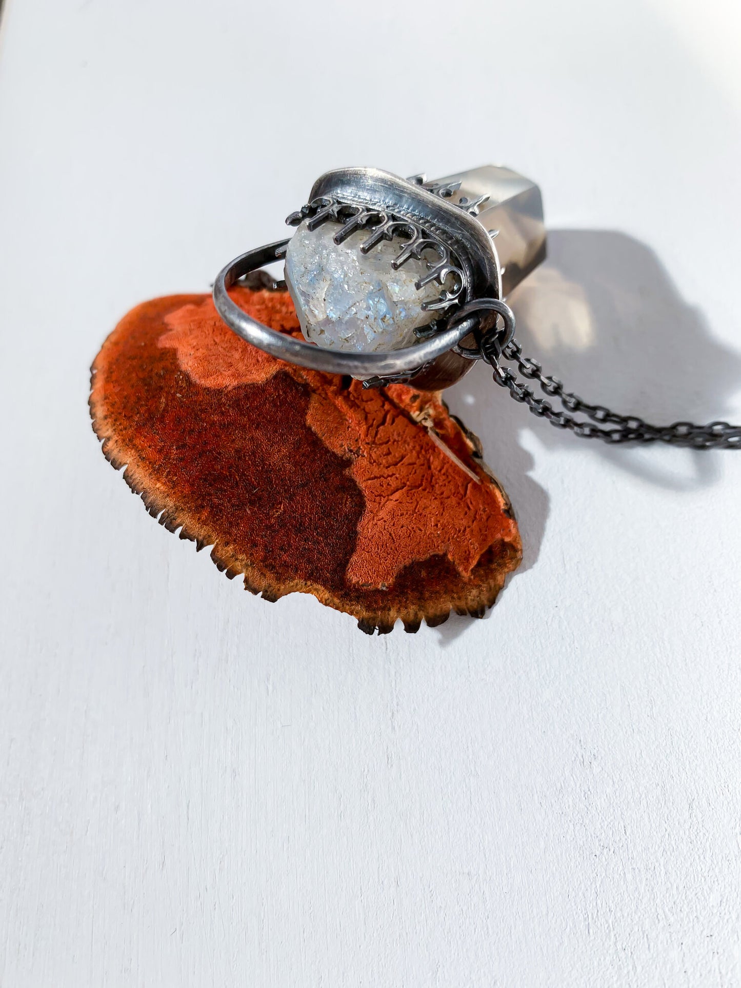 Smokey Quartz & Raw Moonstone Necklace