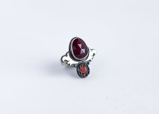 Ruby & Opal Scroll Ring