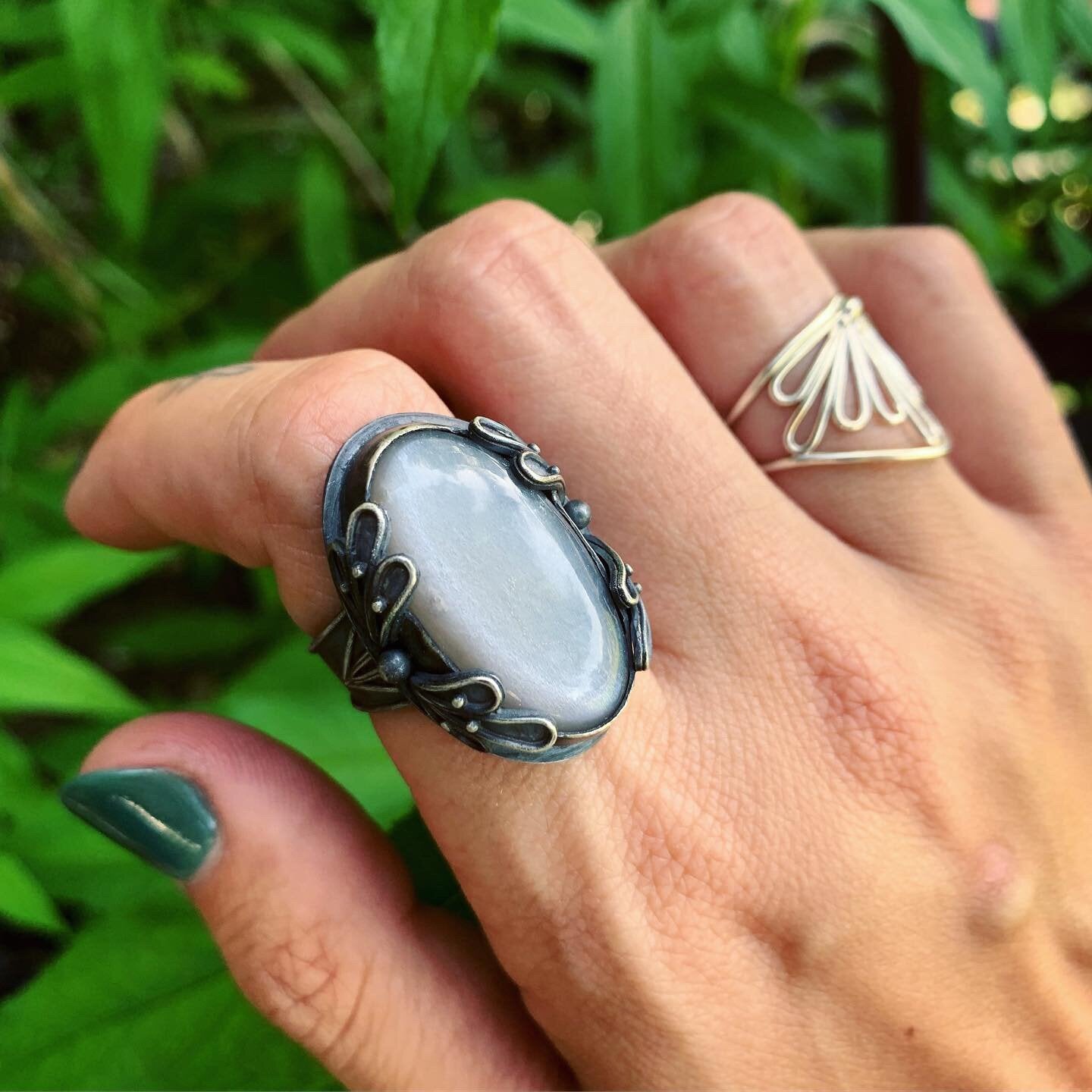 Petals & Gray Moon Ring